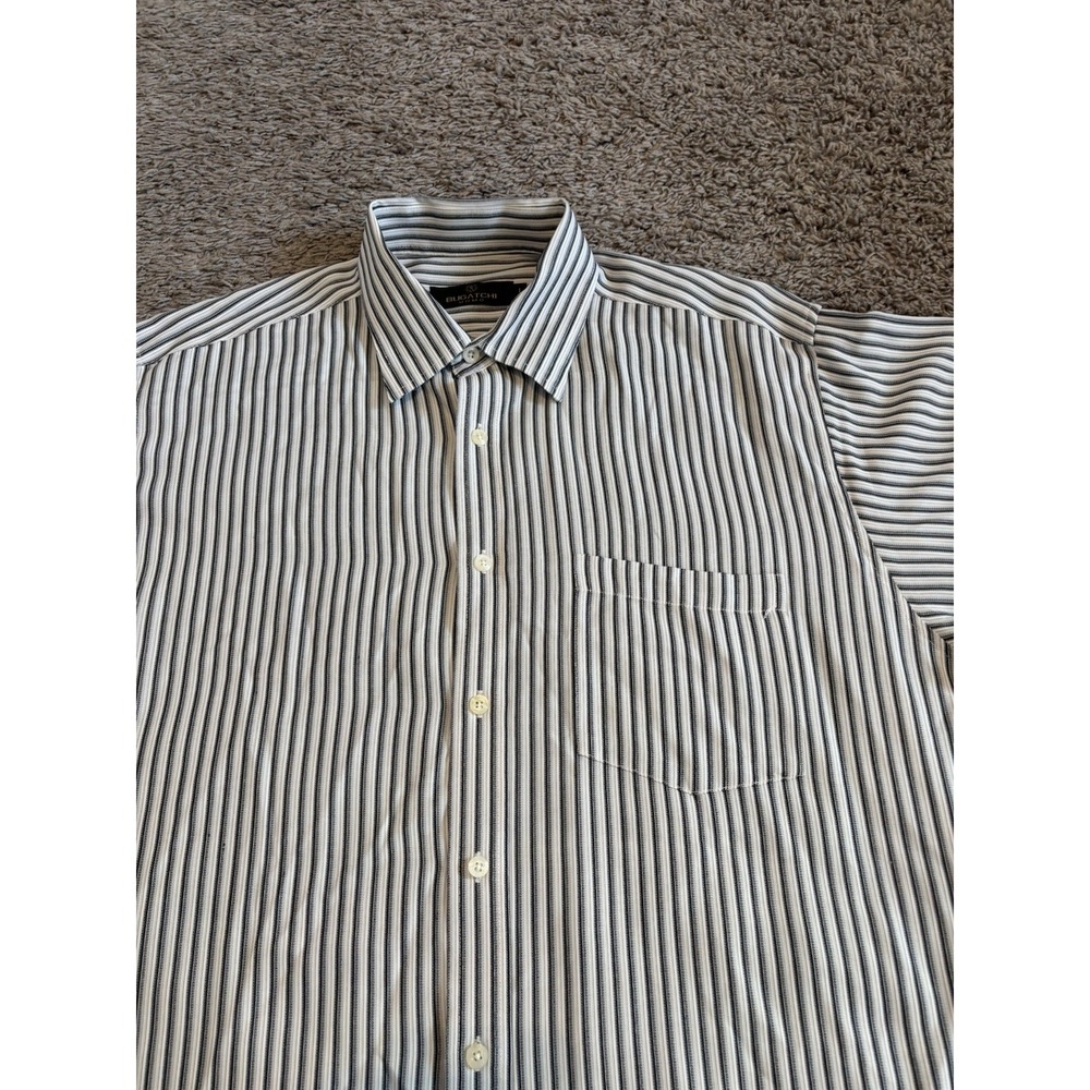BUGATCHI Polo Shirt Striped Casual Colorful Button Down Mens L EUC Large